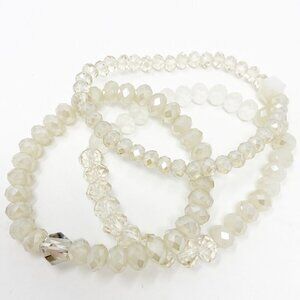 Cream + Champagne Boho Beaded Bracelets Set of 3